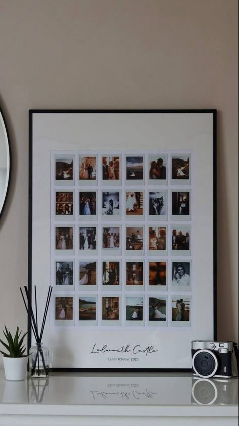 Polaroid Birthday Decoration Ideas, Polaroid Pictures In Frame, Polaroid Board, Polaroid Wall Decor, Condo Goals, Polaroid Photo Frame, Cute Anniversary Gifts, Frames Wall Art, Polaroid Wall