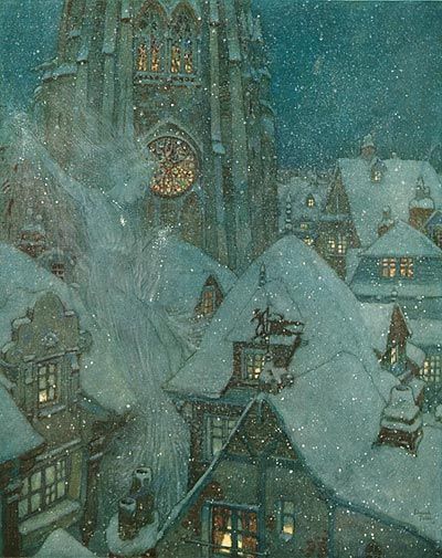 Dulac Illustration, Hans Andersen, Edmund Dulac, The Snow Queen, Dark Christmas, Hieronymus Bosch, Queen Art, Fairytale Illustration, Fairytale Art