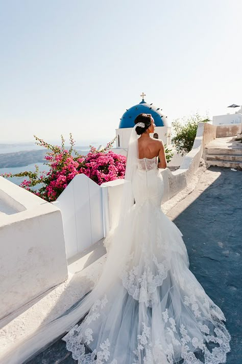 Mamma Mia Wedding Dress, Mamma Mia Wedding, Wedding Gown Trends, Orthodox Wedding, Romantic Sunset, Santorini Wedding, Bridal Photoshoot, Greek Wedding, Greece Wedding