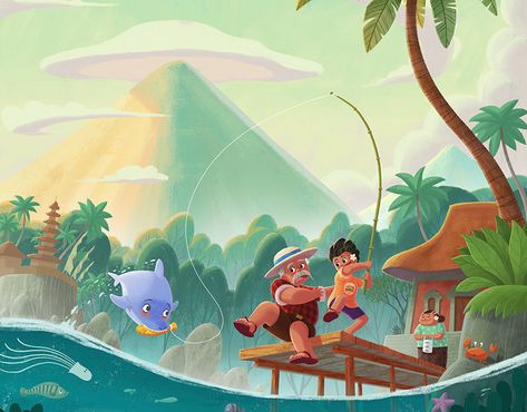 Arief Putra on Behance Small Studio Office, Fishing Illustration, Illustration Pop Art, Boat Illustration, Illustration Art Kids, Love Magic, Studio Office, Mermaid Pictures, Shark Fishing