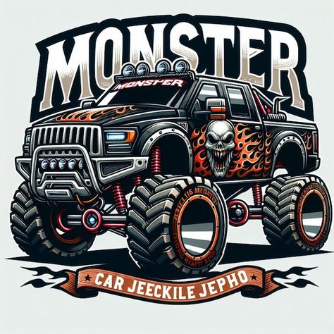 Monster truck design | Premium Photo #Freepik #photo #car #transportation #fun #road Monster Car, Car Vector, Phone Wallpaper For Men, Truck Design, Hot Rods Cars, Car Cartoon, Car Lover, Monster Truck, Pink Flamingos