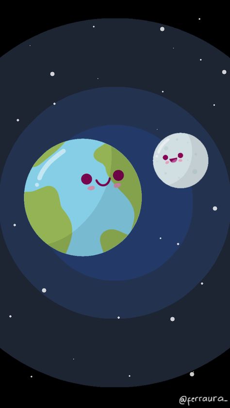 Drawn by @ferraura_ | Earth n moon design belongs to @infoastronomy (insta) #planet #iphone #android  #lockscreen #wallpaper #cuteplanet #space #earth #moon Moon And Sun Wallpaper Iphone, Earth And Moon Drawing, Earth And Moon Wallpaper, Sun Wallpaper Iphone, Moon And Sun Wallpaper, Android Lockscreen, Earth From Moon, Moon And Earth, Planet Wallpaper