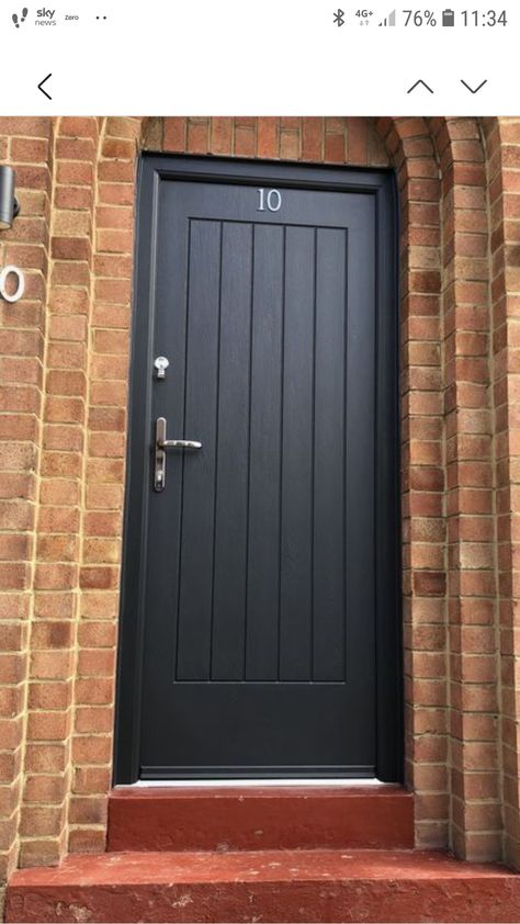 Anthracite Front Door, Grey Front Door, External Front Doors, Front Door Door, Garage Extension, Barn Door Decor, Grey Front Doors, Double Door Entrance, Rustic Front Door