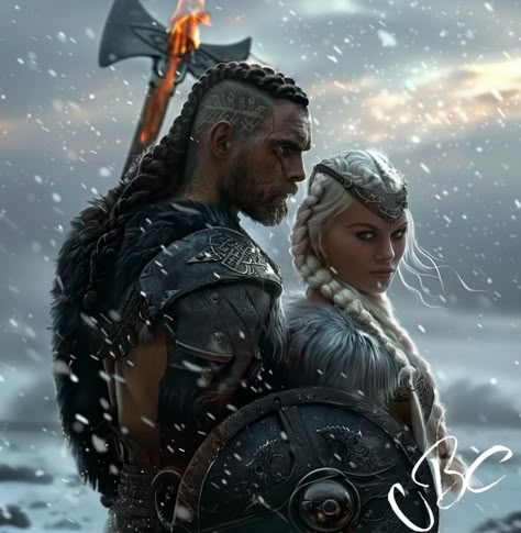 Freya and Bjorn from A Fate Inked in Blood A Fate Inked In Blood Fanart, Romantasy Fanart, Bjorn Vikings, Arte Viking, Book Fan Art, Novel Characters, Blood Art, Viking Art, Book Fanart