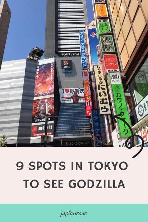 Godzilla is one of Tokyo's most famous residents of Tokyo - and there's quite a lot of sights dedicated to him in the city - here's where to find the most fun ones (including one you have to get naked to see!). If you're visiting Tokyo soon and love Godzilla you need to add at least one of these to your Tokyo plans. Godzilla Tokyo, Japan Tourist Spots, Themed Hotel Rooms, Japan Tourist, Sensoji Temple, Visit Tokyo, Public Bath, Travel Articles, Tourist Spots