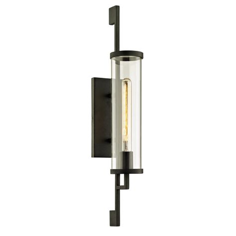 Troy Lighting B6462 Forged Iron Park Slope Single Light 26" Tall Outdoor Wall Sconce with Clear Glass Cylinder Shade Outside Lighting, Ivy Cottage, Exterior Lights, Porch Light, Park Slope, House Remodeling, All Of The Lights, Troy Lighting, Mountain Modern