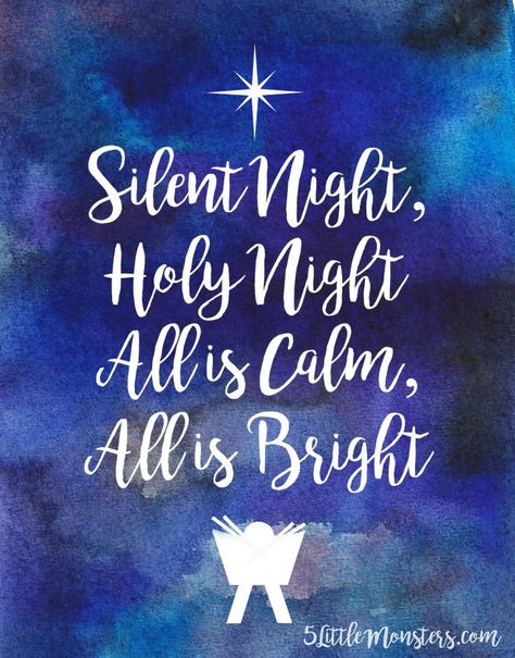 5 Little Monsters: Silent Night Free Christmas Printable Free Christmas Printable, Budget Christmas Gifts, Nights Lyrics, Silent Night Holy Night, Night Christmas, Thoughtful Christmas Gifts, Christmas On A Budget, Free Christmas Printables, Christmas Printable