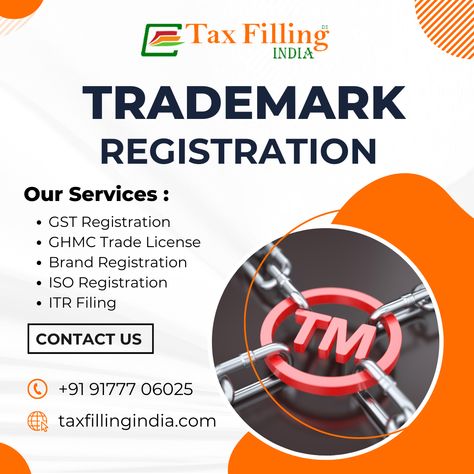 Elevate your brand to new heights with TaxFillingIndia's expert Trademark Registration service! Your brand is your identity, and protecting it is paramount. Our dedicated team simplifies the complex process of Trademark Registration, ensuring your unique identity is legally safeguarded. Ready to secure your brand's legacy? Follow our channel for expert insights, industry updates, and exclusive tips on brand protection! Consult TaxFillingIndia today and let's make your brand iconic. Protect yo Trademark Registration, Hyderabad, Make Your, Let It Be