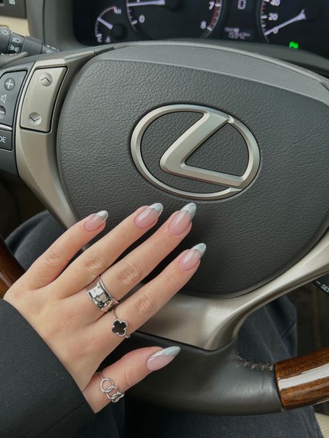 French tip nails indoors
Lexus
Car
Rings
Silver
Metallic 
Black Gray French Tip Nails, Grey French Tips, Grey French Tip Nails, Silver French Nails, Silver French Tip Nails, Silver French Tips, Silver Tip Nails, Silver French Tip, Hoco Ideas