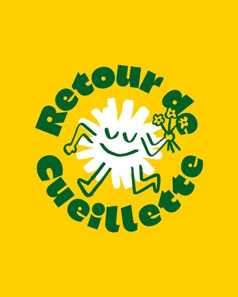 BR&ING | @oddforms.studio 🌼 Picking Back — Colorful and playful visual identity for Retour de Cuelette, a Marseille initiative by Joffrey Nicoletti … | Instagram Fun Playful Branding, Playful Brand Identity, Bsu Logo, Colorful Branding Design Visual Identity, Logo Association, Garden Branding, Character Branding, Creative Brand Identity, Kids Branding Design