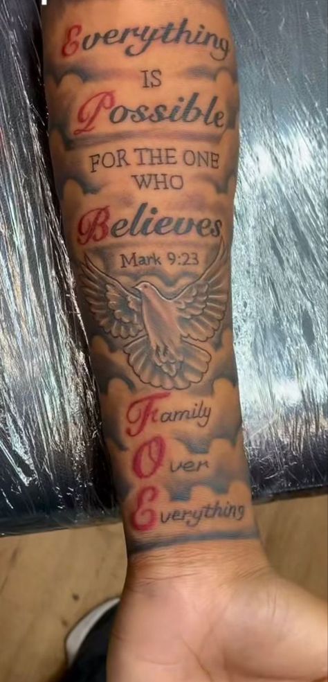 Best Friend Arm Tattoos, Male Sleeve Tattoo Ideas Black, Feet Tatoos Men, Tattoo Ideas For Men Forearm God, Red And Black Tattoo Ideas For Men, Arm Tattoo Men Forearm Design, Tattoo Ideas For Men Forearm Bible Verse, God Arm Tattoos For Women, Bible Verse Tattoos For Men Arm Scriptures