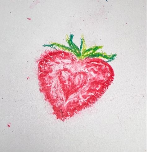 art Strawberry Drawing, Strawberry Heart, Crayon Drawings, Art And Craft Videos, Oil Pastel Art, Oil Pastel Drawings, Heart Drawing, Crayon Art, Arte Sketchbook