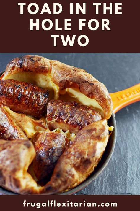 Classic British Recipe for Toad in the Hole cooked in a cast iron skillet Road In The Hole Recipe, Toad In The Hole Recipe, Savory Pastries, English Recipes, Toad In The Hole, British Recipes, Savory Pies, America's Test Kitchen Recipes, British Pub