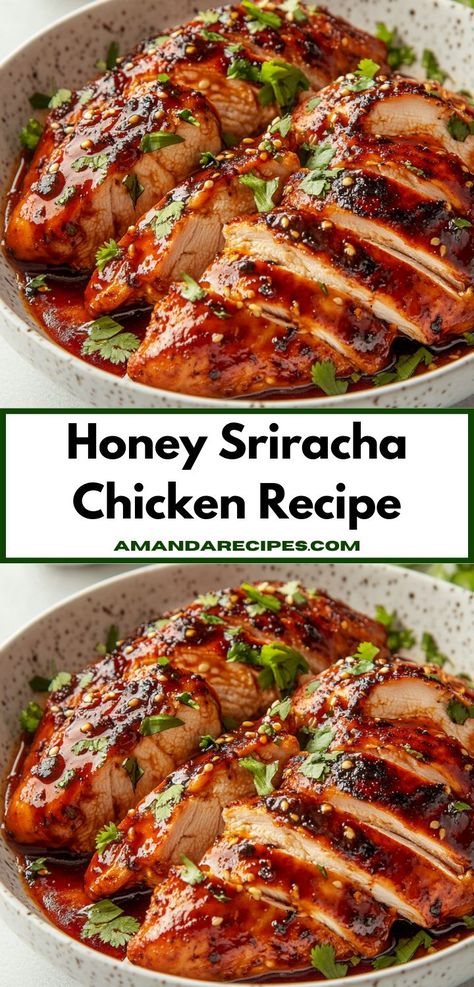 Need a simple yet tasty recipe for your next family dinner? Discover the Honey Sriracha Chicken, a delightful combination of honey's sweetness and Sriracha's heat. It’s a crowd-pleasing option everyone will love. Honey Siracha Chicken, Spicy Honey Chicken, Sriracha Recipes, Honey Sriracha Sauce, Honey Sriracha Chicken, Sriracha Chicken, Honey Sauce, Tasty Dinner, Spicy Honey