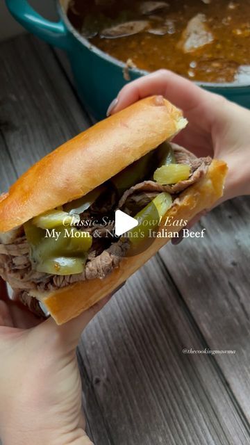 Caterina Cosentino on Instagram: "Mom and Nonna's ITALIAN BEEF SANDWICH🤌🏻Born and raised in the best city in the world (don’t @ me), this is an authentic, Chicago-style Italian beef...but hit it with my mom and nonna's style & touch? Ummmm, yes please! 💀 . . . What you’ll need: 5lb black angus sirloin tip roast OR bottom round (aka rump roast) 6tbsp beef bouillon, more to taste 3-4 green bell peppers, quartered 5 Tbsp Italian seasoning, more to taste 15 garlic cloves, whole 1/2 bunch of Italian parsley 6oz can tomato paste 2tsp kosher salt, more to taste 🥩 How you’ll make it: 1. Add all ingredients into a stockpot with water (enough to cover the beef & some). Cover and cook on low for 2.5-3 hours, or (per my mom’s direction), until you puncture the beef and no blood runs out. Move the Smoked Italian Beef, Fun Sandwiches, Italian Beef Sandwich, Can Tomato Paste, Tip Roast, Rump Roast, Sirloin Tip Roast, Italian Beef Sandwiches, Italian Parsley