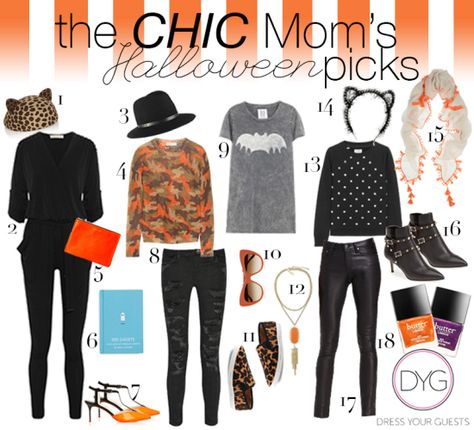 {Trick or Treat for the Chic} Cute non-costume outfits for Halloween #halloween #halloweenoutfit Trick Or Treat Outfits For Mom, Got Costumes, Fishnet Tights, Costume Outfits, Mom Outfits, The Chic, Thigh Highs, Halloween Outfits, Trick Or Treat