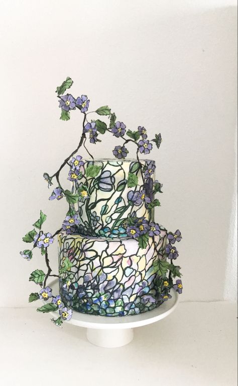 Stained Glass Party Celebration Cake Stained Glass Wedding Cake, Stained Glass Cake, Stained Glass Wedding, Cake Structure, Cakes Beautiful, Cake Custom, Glass Cake, Cake Bakery, Glass Wedding