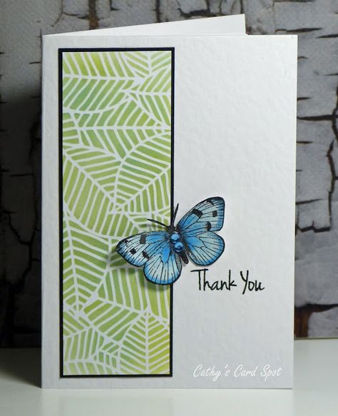 Stencilled Cards, Stenciled Cards, Stencilling Techniques, Stencil Cards, Stencil Ideas, Silhouette Cards, Leaf Stencil, Butterfly Stamp, Paper Stuff