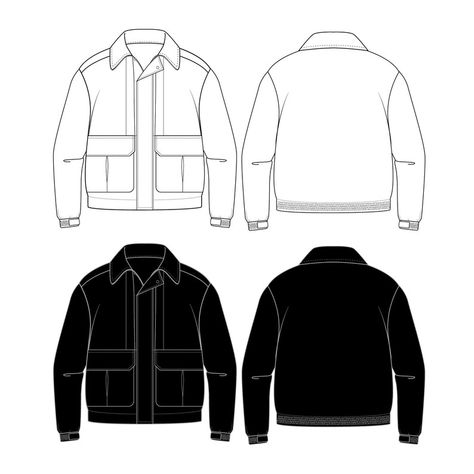 Tactical Jacket Fashion Flat Templates / Technical Drawings / - Etsy Philippines Jacket Sketch Drawing Fashion, Leather Jacket Technical Drawing, Jacket Flat Drawing, Jacket Technical Drawing, Jacket Flat Sketch, Shirt Technical Drawing, Tech Drawing, Fashion Flat Sketch, Illustrator Fashion