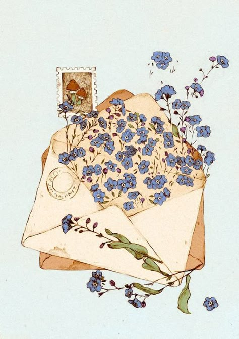 Cottage Core Art, 동화 삽화, Drawing Hands, Shop Opening, Creation Art, Happy May, Drawing Faces, Forget Me Nots, Dessin Adorable