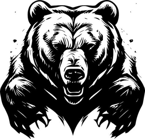 Vector grizzly bear icon silhouette logo | Premium Vector #Freepik #vector #bear-silhouette #wildlife-logo #bear #landscape-silhouette Grisley Bear, Grizzly Bear Cartoon, Bear Cartoon Drawing, Grizzly Bear Silhouette, Grizzly Bear Drawing, Wildlife Logo, Bear Landscape, Black Bear Tattoo, Bear Paw Tattoos