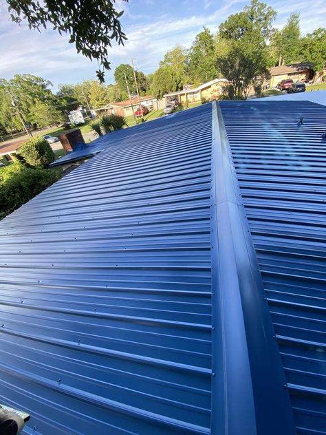 Gallery Blue Metal Roofing Panels Blue House Silver Metal Roof, Blue Metal Roof Houses, Blue Tin Roof, Metal Tile Roof, Blue Metal Roof, Metal Roof Panels Lowe's, Mobile Home Roof, Steel Roof Panels, Metal Roof Panels