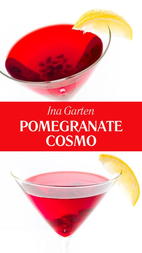 Ina Garten Pomegranate Cosmo Ina Garten Pomegranate Cosmo, Pomegranate Cosmo, Cosmo Martini, Pomegranate Vodka, Ina Garden, Pomegranate Martini, Orange Liqueur, Refreshing Cocktail, Pomegranate Juice