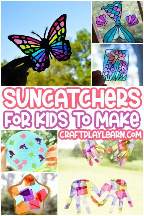 DIY Suncatcher Craft Ideas For Kids - Craft Play Learn Easy Suncatchers, Suncatcher Crafts For Kids, Kids Suncatcher Craft, Suncatchers For Kids, Making Suncatchers, Crafts Fir Kids, Vacation Bible School Craft, Nursery Crafts, Fun Summer Crafts