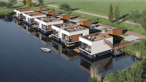 Luxury Houseboats, Floating Architecture, Shipping Container Cabin, Floating Boat, Lakeside Resort, House Heating, Beach Honeymoon Destinations, Container Cabin, Affordable House Plans