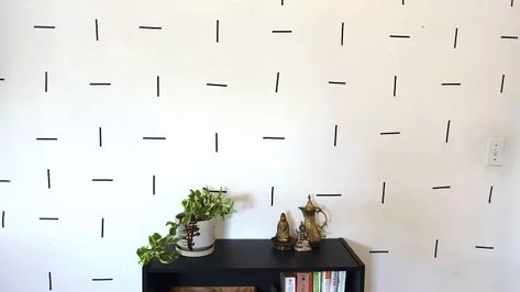 Diy Washi Tape Wall Decor, Electrical Tape Accent Wall, Washi Tape Accent Wall, Tape Accent Wall, Renter Friendly Accent Wall, Rancher Remodel, Painters Tape Wall, Washi Tape Diy Wall, Washi Tape Wall Decor