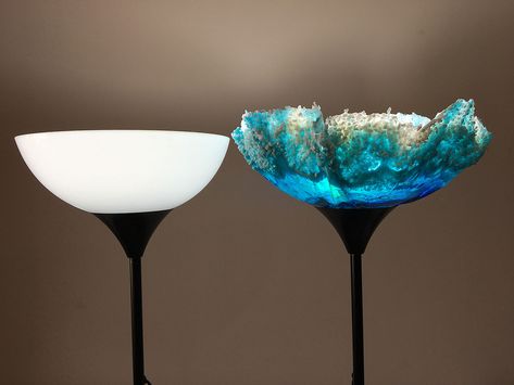 Ocean-Inspired IKEA Resin Lampshade. | Sue Findlay Designs Ikea Lampshade, Diy Resin Lamp, Floor Lamp Makeover, Diy Pendant Light, Mixed Media Art Tutorials, Ocean Inspired Jewelry, Abstract Art Painting Techniques, Resin Crafts Tutorial, Resin Art Painting