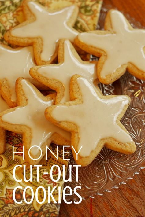 Honey Icing, Cookies With Honey, Cutout Cookie, Cut Out Cookie Recipe, Cutout Cookies, Honey Cookies, Sugar Cookie Icing, Baking With Honey, Christmas Cookie Exchange