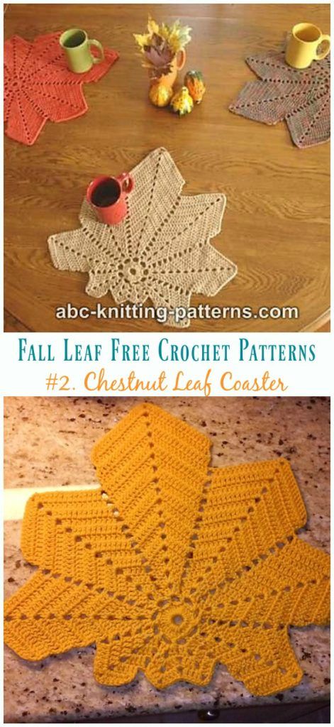 Chestnut Leaf Placemat Crochet Free Pattern - Autumn #Leaf; Free #Crochet; Patterns Crochet Doilies Free Pattern, Crochet Leaf Free Pattern, Crochet Seasonal, Leaf Table Runner, Chestnut Leaf, Crochet Autumn, Crochet Placemat, Fall Placemats, Scrap Yarn Crochet