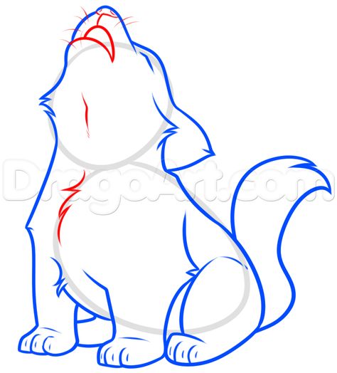 Howling Wolf Pup Drawing Tutorial, Step by Step, forest animals ... Wolf Pup Drawing, Wolf Howling Drawing, Pup Drawing, Wolf Anatomy, Drawing Ideas Step By Step, Canine Anatomy, Dragon Tutorial, Drawing Tutorial Step By Step, Wolves Howling