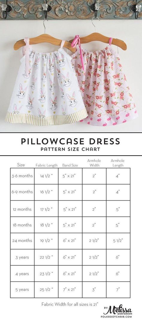 Learn how to sew a pillow case dress with this Pillowcase Dress Tutorial. Includes full instructions and a chart to help you resize the dress for various ages. The quickest dress you'll ever sew! Pillowcase Dress Pattern, Baby Dress Tutorials, Robe Diy, Trendy Sewing Projects, Trendy Sewing Patterns, Sewing Projects Clothes, Dress Patterns Free, Dress Tutorials, Pillowcase Dress