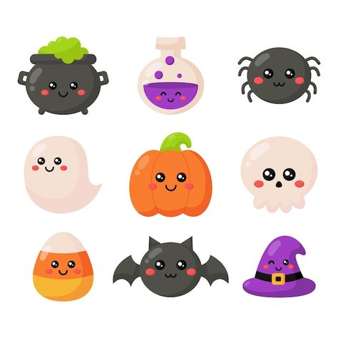 Simple Halloween Images, Cute Halloween Cartoon Drawings, Cartoon Halloween Characters, Halloween Imagenes, Halloween Cartoon Characters, Halloween Art Ideas, Cute Halloween Characters, Dibujos Halloween, Cute Halloween Images