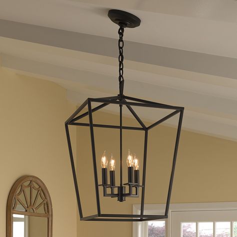 Norwell Lighting Cage 4-Light Foyer Pendant Farmhouse Foyer Lighting, Couple Chic, Entryway Light Fixtures, Foyer Pendant Lighting, Square Chandelier, Entry Lighting, Entryway Lighting, Foyer Lighting, Dining Room Light Fixtures