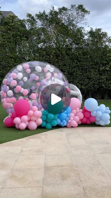 Balloon Decorations and Event Rentals Palm Beach on Instagram: "3 hour timeline is all we got for this emergency balloon decor session!

Bubble house is available for rent😍

@epicglobalproductions amazing job for putting this together last second👍👍👍👍

#balloons #bubblehouse #birthdaygirl" Bubbles Balloons Decorations, Bubble House Balloons, Blow Up Balloons Without Helium, Bubble Balloon With Paint, Diy Bubble Balloon Strands, Balloon Net Drop, Balloon Bubbles, Balloon House, Bubble House