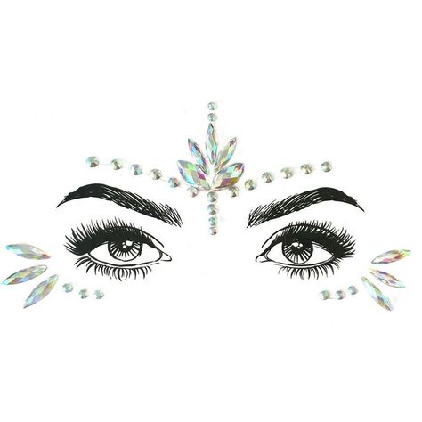 Make Up Tattoo, Festival Face Jewels, Tattoo Accessories, Glitter Bar, Festival Makeup Glitter, Stickers Face, Leia Costume, Rhinestone Makeup, Festival Face