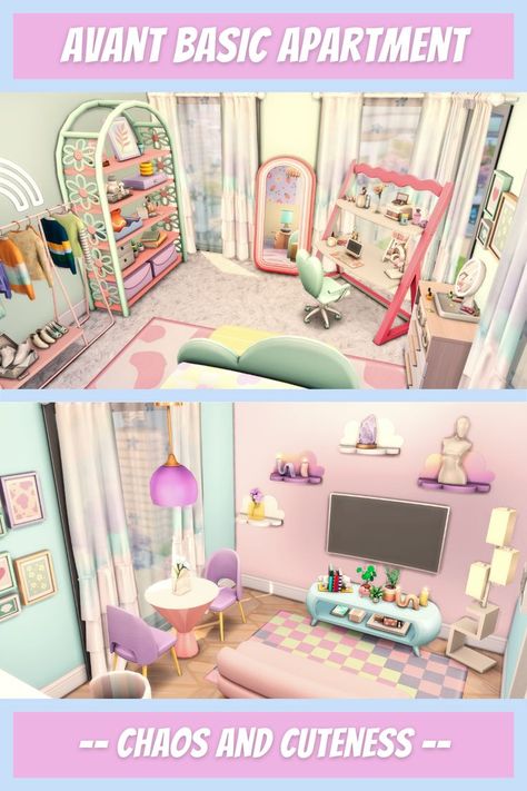 Sims 4 Pastel Pop Kit, Basic Apartment, Avant Basic, Lotes The Sims 4, Los Sims 4 Mods, Sims 4 Speed Build, Sims Packs, The Sims 4 Pc, Sims Free Play