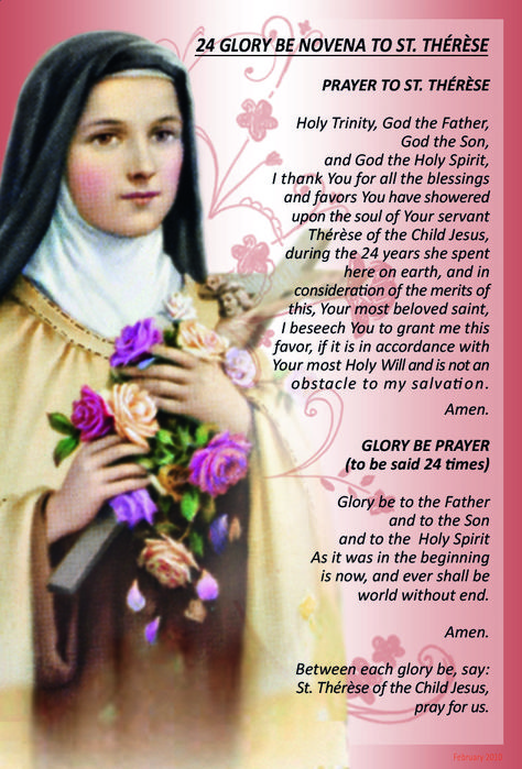 st therese of the child jesus novena | 24 Glory Be Novena, in thanksgiving for the 24 years of her earthly ... St Therese Prayer, Mary Prayers, Glory Be Prayer, Saints Prayers, Novenas Catholic, Prayers Catholic, Catholic Devotions, Catholic Prayers Daily, Mother Angelica