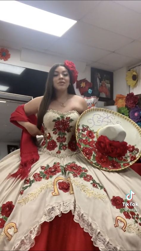 Quince Charro Dresses, Red Quinceanera Ideas, Quinceanera Dresses Mexican, Quince Dresses Charro, Vestido Charro, White Quinceanera Dresses, Mexican Quinceanera, Mexican Quinceanera Dresses, Quinceanera Themes Dresses