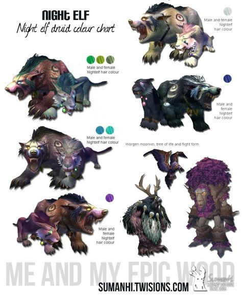 Night Elf druid color chart Worgen Druid, World Of Warcraft Night Elf, World Of Warcraft Druid, Night Elf Druid, Got Any Games, World Of Warcraft Characters, Warcraft Characters, Elf Druid, Beast Creature