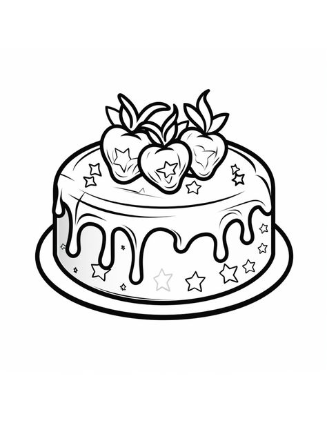 Cake Coloring Pages, Cake Coloring, Space Coloring Pages, Skip To My Lou, Strawberry Color, Food Coloring Pages, Valentine Coloring Pages, Mermaid Coloring Pages, Coloring Page Ideas