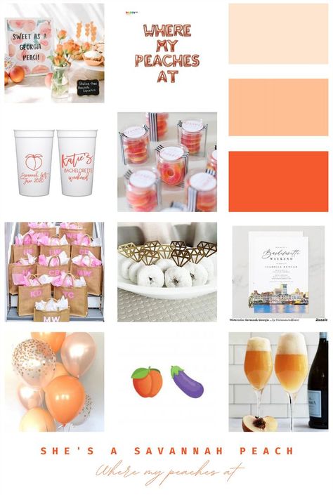 Georgia Bachelorette Theme, Peachy Bachelorette Party, Orange Themed Bachelorette Party, Peaches Bachelorette Party, Fruit Theme Bachelorette, Peach Bachelorette Party, Peach Themed Bachelorette Party, Where My Peaches At Bachelorette, Georgia Peaches Bachelorette