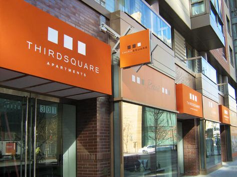 orange Retail Store Signage Shop Fronts, Signage Design Outdoor Shop Fronts, Store Front Awnings Signs, Retail Facade Design Shop Fronts Signage, Striped Awning Store Fronts, Orange Store, Front Door Canopy, Mini Cafe, Fabric Awning