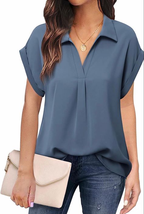 Blouses And Jeans For Women, Quarter Sleeve Blouses, Knee Length Blouses, Casual Solid Color Cheap Tops, V Neck Shirts Women Women's Blouses, Fall Blouses For Women Summer, Casual Tops With Shirttail Hem, Tops For Women Nordstrom, Cheap Solid Color Blouse With Pockets