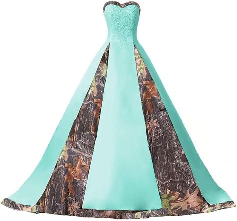 Teal And Camo Wedding Ideas, Turquoise And Black Wedding Dress, Blue Camo Wedding Dress, Pink Camo Wedding Dress, Blue Camo Wedding, Camo Bridesmaid Dresses, Pink Camo Wedding, Camouflage Wedding Dresses, Camo Wedding Dress