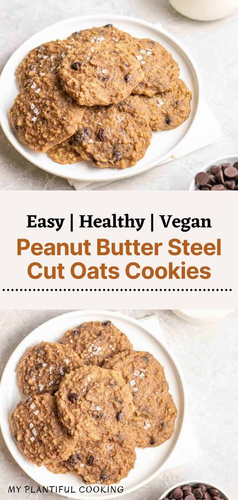 These incredibly chewy and soft banana steel cut oats cookies makes a great healthy breakfast or snack! Easy to make, healthy and gluten-free. Steel Cut Oats Cookies, Steel Cut Oat Recipes, Peanut Butter Banana Oatmeal Cookies, Hypothyroid Diet, Healthy Oat Cookies, Seasonal Vegan Recipes, Peanut Butter Banana Oatmeal, Oatmeal Snacks, Oats Cookies