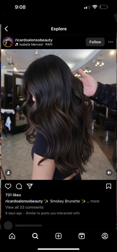 Reverse Balayage Brunette Dark Brown, Marianne Hair, Espresso Hair Color, Dark Chocolate Brown Hair, 2 Hair Color, Hair Levels, Black Hair Balayage, Chocolate Hair, Chocolate Brown Hair